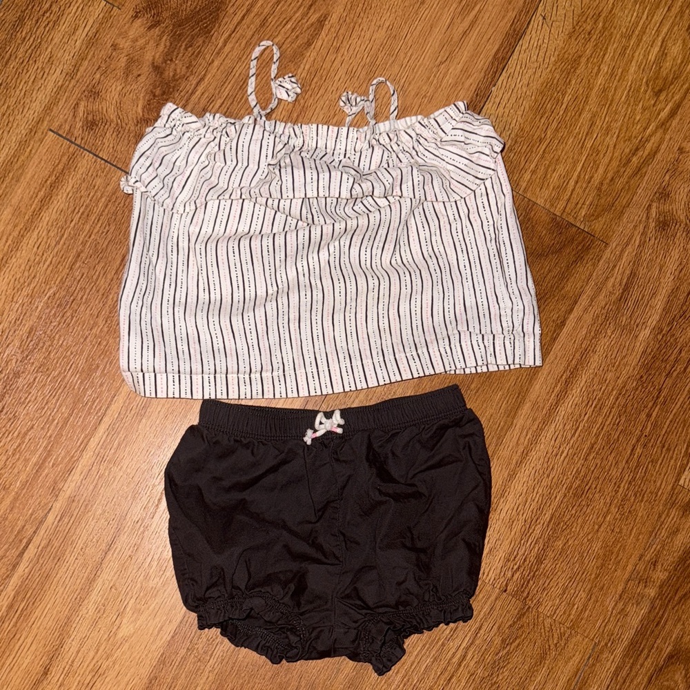 Carter's Black Shorts with Striped Top Set